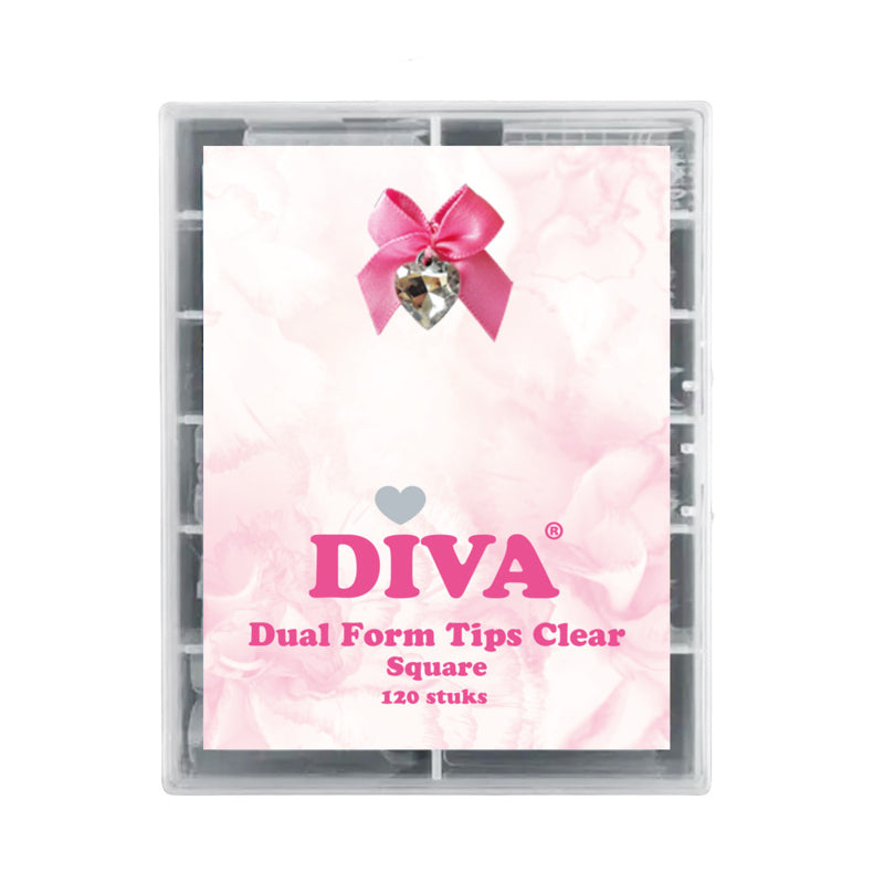 Diva | Dual Forms - Halve tips Clear Square in tipbox (120pcs)
