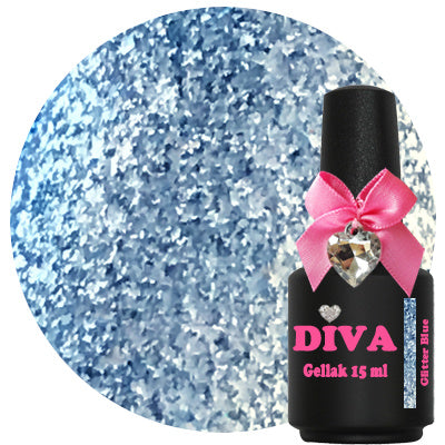 Diva | Gellak 15ml - Glitter Blue