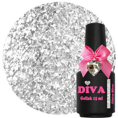 Diva | Gellak 15ml - Glitter Silver